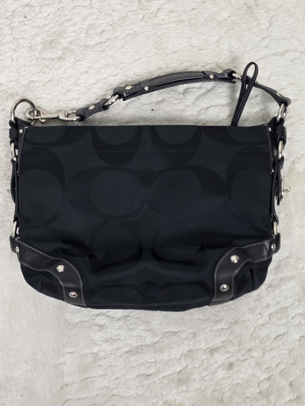 Coach Black Signature Canvas Hobo Bag - Picture 10 of 15
